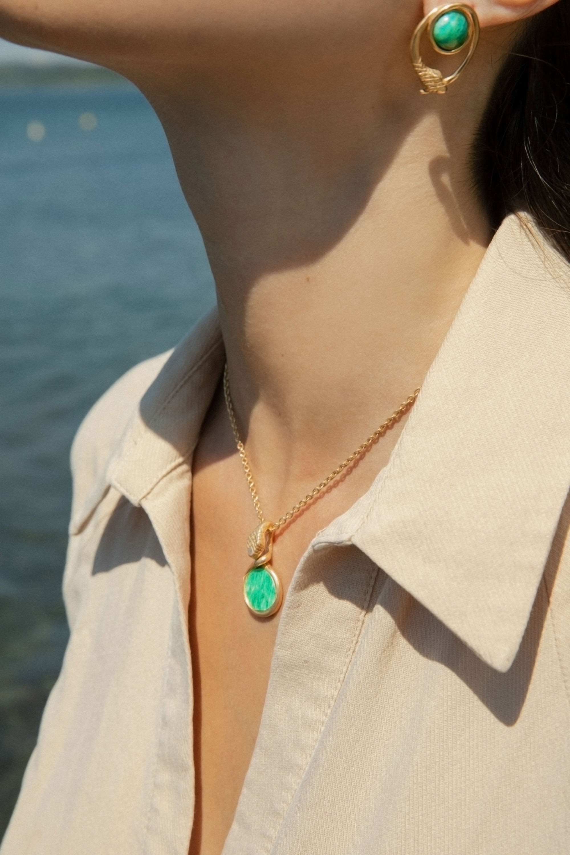 Theda Bara Amazonite Pendant