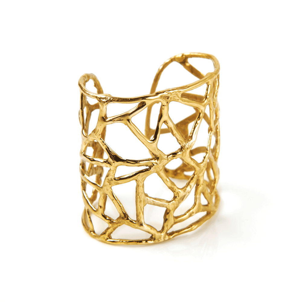 Africa Cuff- Giulia Barela Gioielli/Jewlery | Africa Cuff Giulia Barela Jewelry. Bracciale rigido di bronzo bagnato oro 24 carati con forme organiche