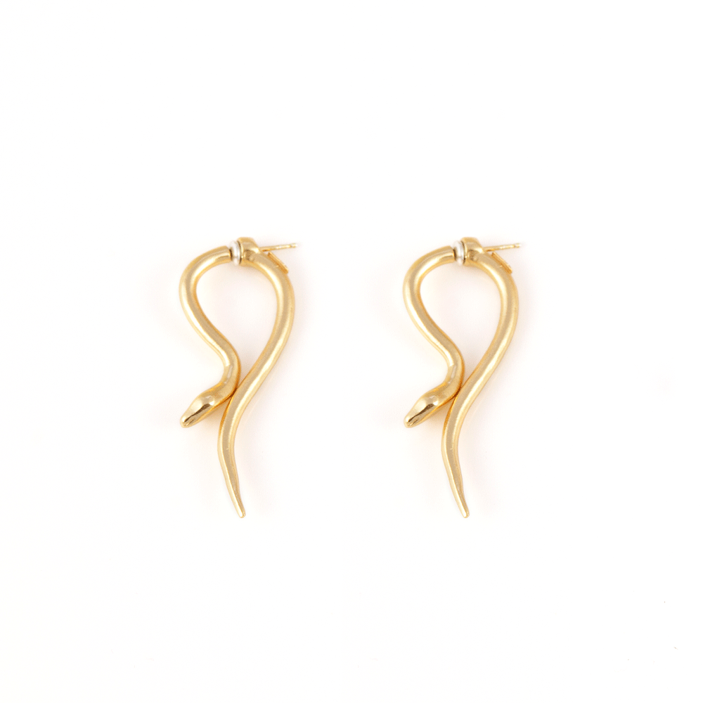 Hooked Earrings - Gold Snake earrings Giulia Barela Gioielli/Jewlery