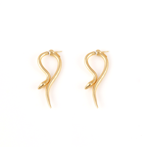Hooked Earrings - Gold Snake earrings Giulia Barela Gioielli/Jewlery